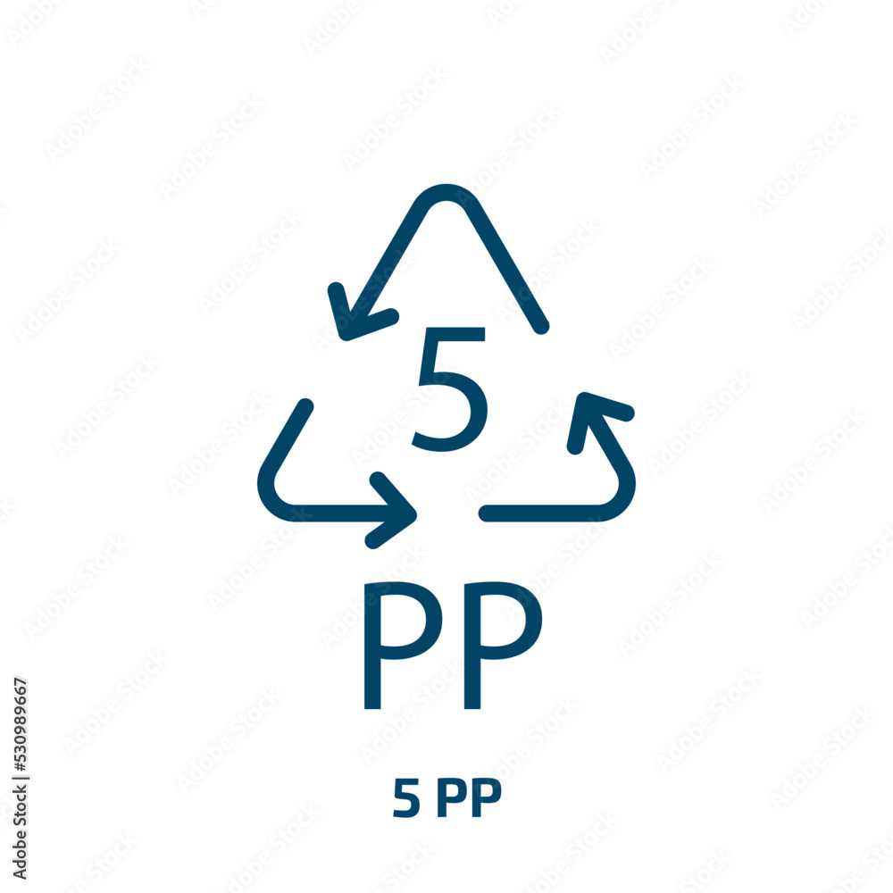 Poster 5 pp icon from user interface collection. thin linear 5 pp, recycling, pp outline icon isolated on w