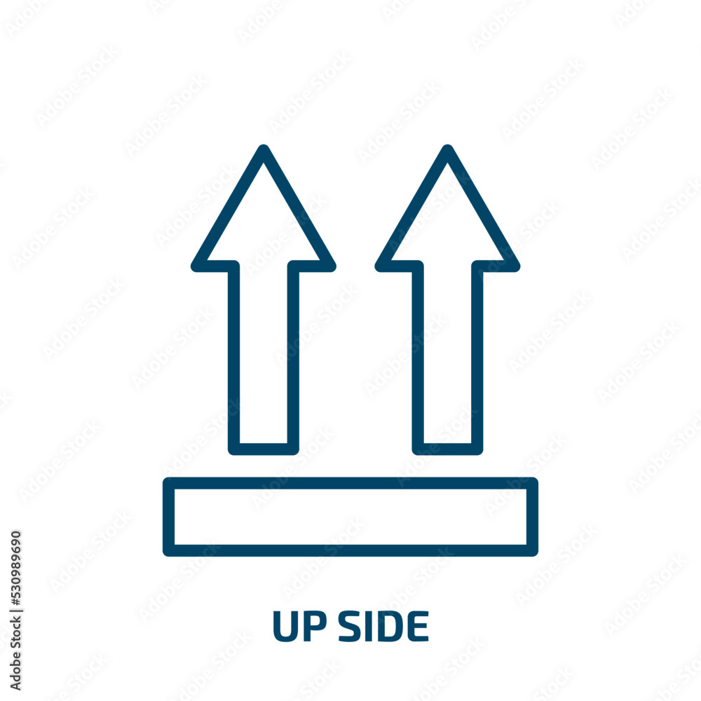 Poster up side icon from user interface collection. thin linear up side, arrow, up outline icon isolated on