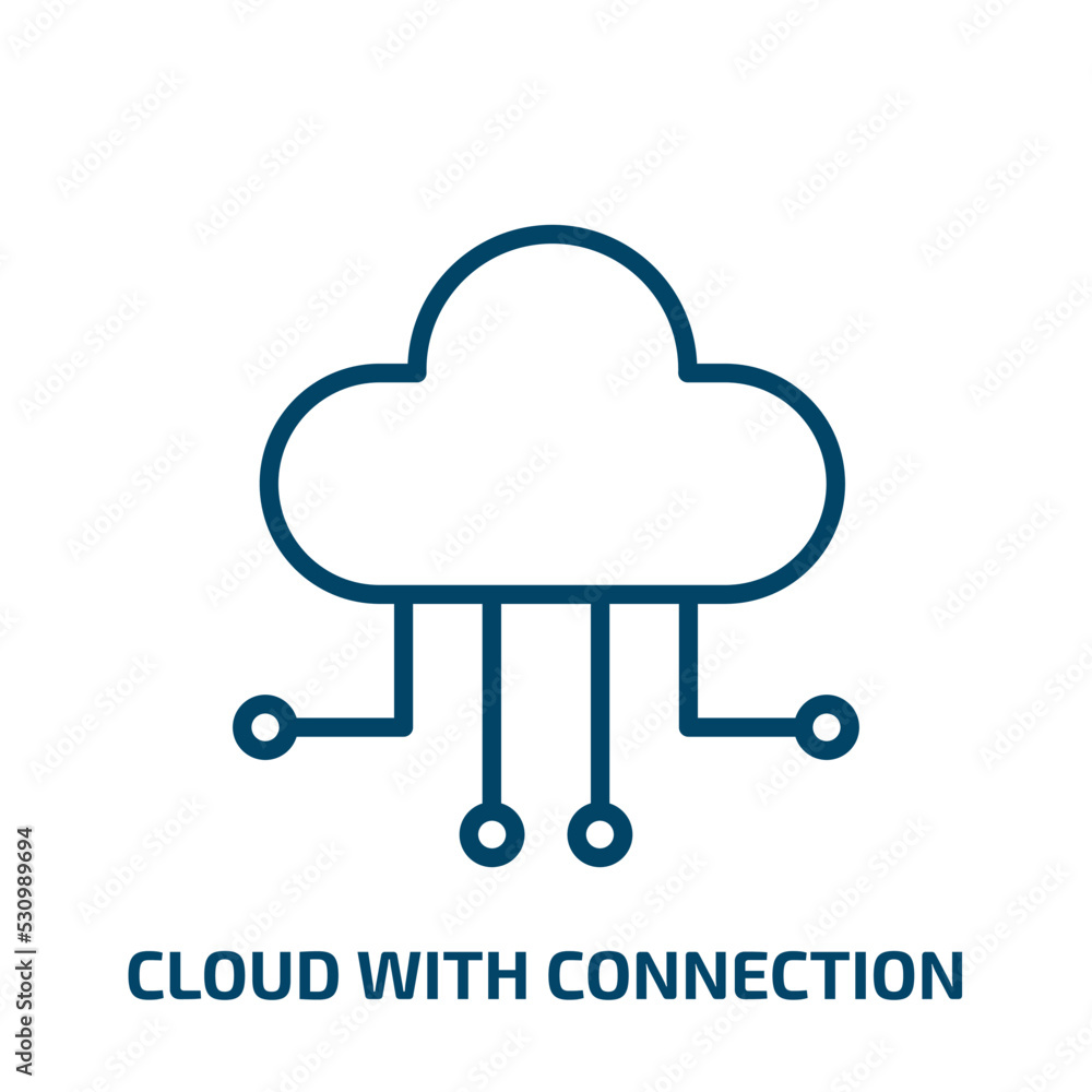 Poster cloud with connection icon from user interface collection. thin linear cloud with connection, networ