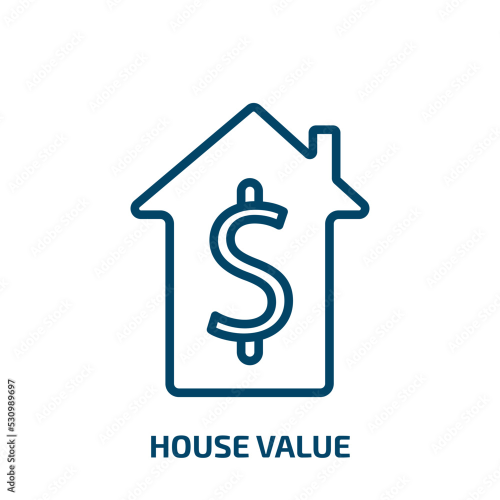 Aufkleber house value icon from user interface collection. thin linear house value, house, finance outline ico