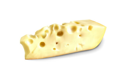 Cheese realistic vector. Maasdam highly detailed vector illustration. Cheese isolated on white.