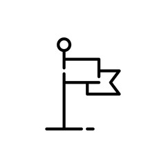 Standing flag pointing out location. Pixel perfect, editable stroke icon