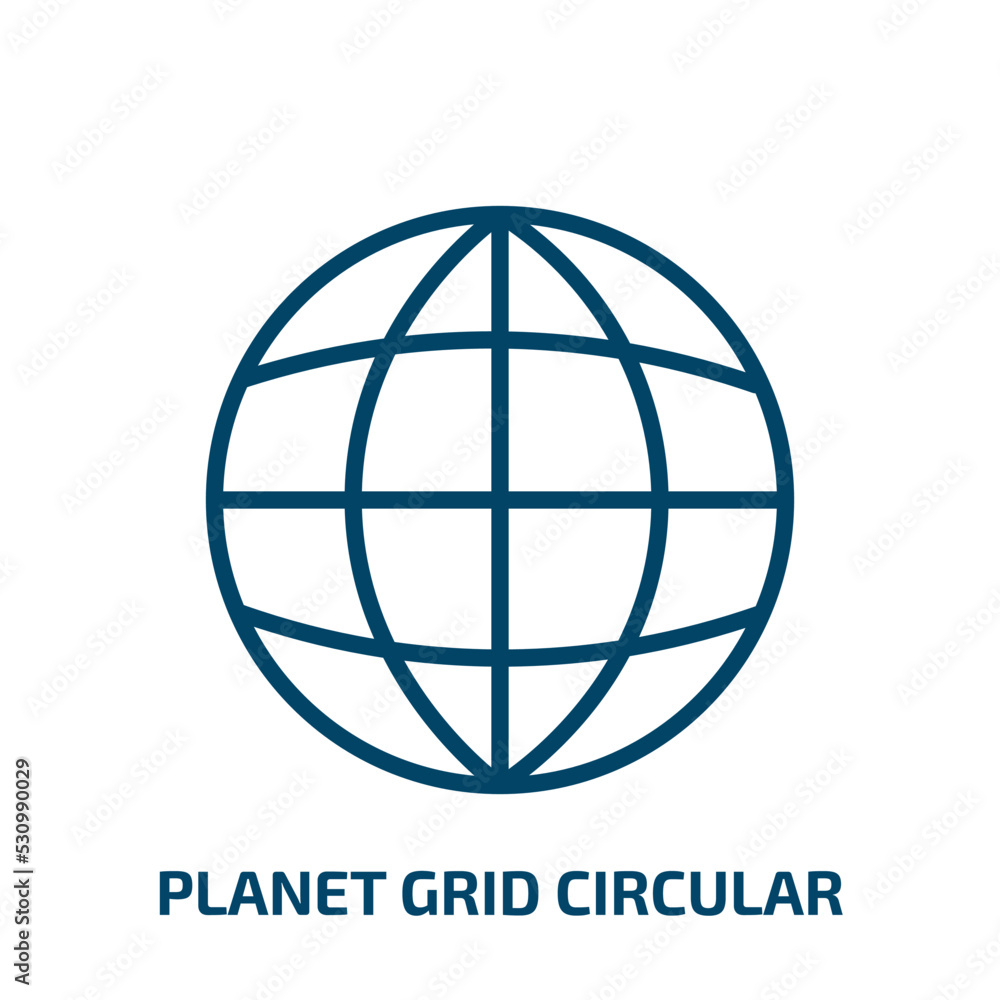 Poster planet grid circular icon from army collection. thin linear planet grid circular, planet, circular o