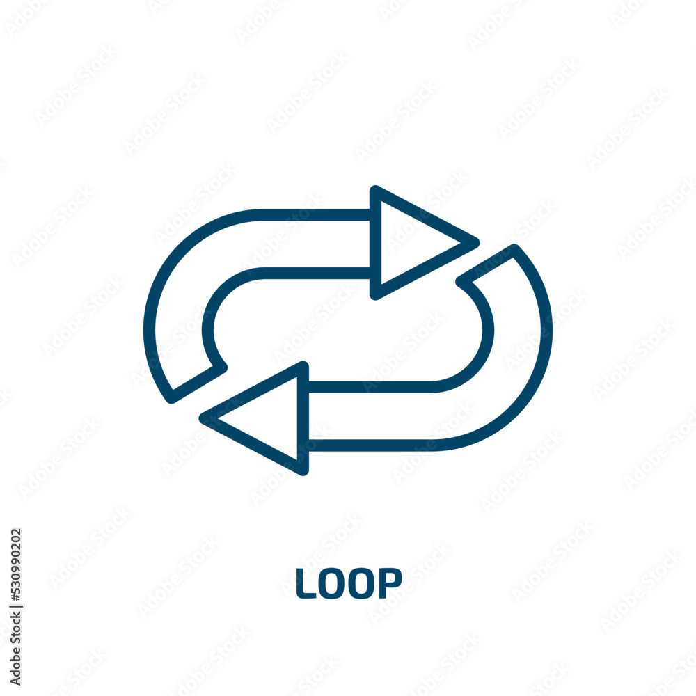 Poster loop icon from analytics collection. thin linear loop, infinity, arrow outline icon isolated on whit