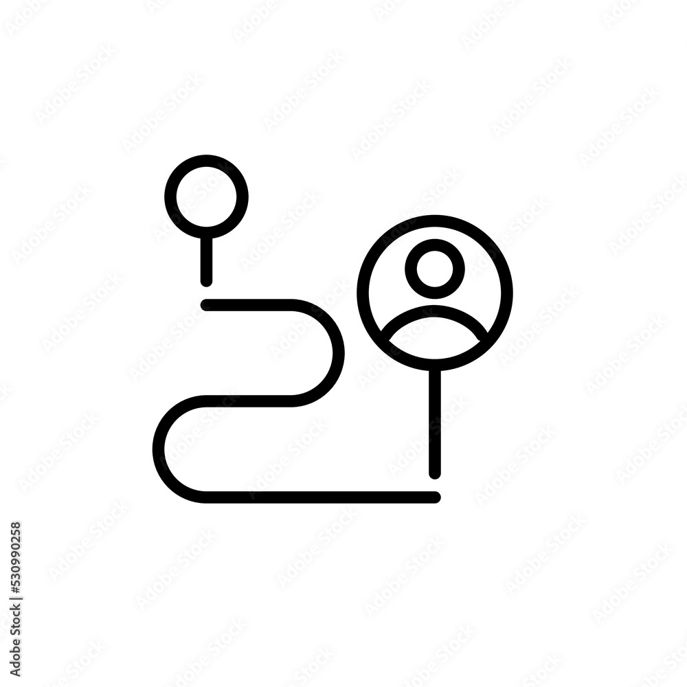 Aufkleber navigation path outline. route to user. pixel perfect, editable stroke line icon