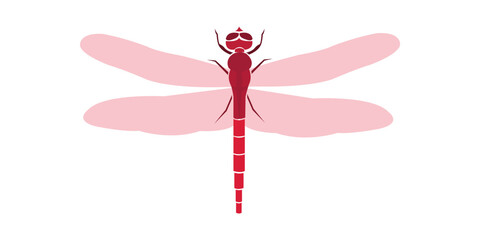 Fototapeta na wymiar Dragonfly logo pink icon vector illustration. A symbol of courage, luck, happiness, summer, activity, speed.