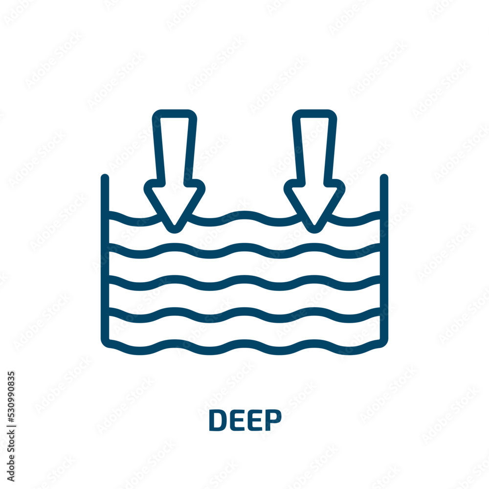 Poster deep icon from smart home collection. thin linear deep, water, ocean outline icon isolated on white 