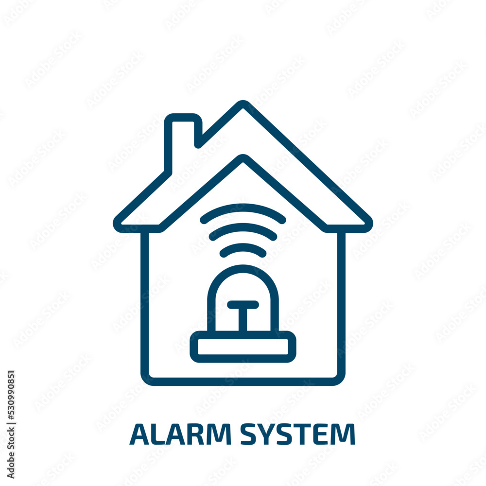 Poster alarm system icon from smart home collection. thin linear alarm system, alarm, system outline icon i