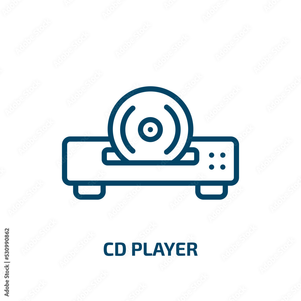 Poster cd player icon from smart home collection. thin linear cd player, sound, music outline icon isolated