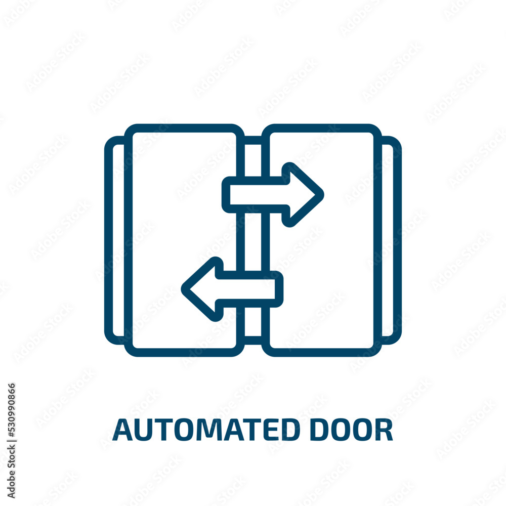 Poster automated door icon from smart home collection. thin linear automated door, door, control outline ic