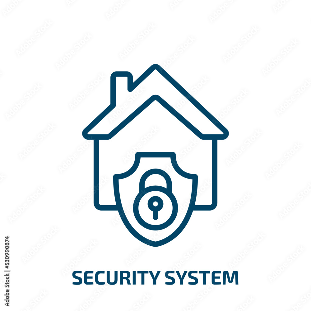 Poster security system icon from smart home collection. thin linear security system, system, computer outli