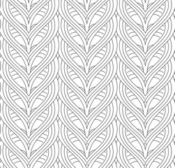 Seamless linear vector pattern of interlaced hearts. Seamless black and white pattern in linear style.
