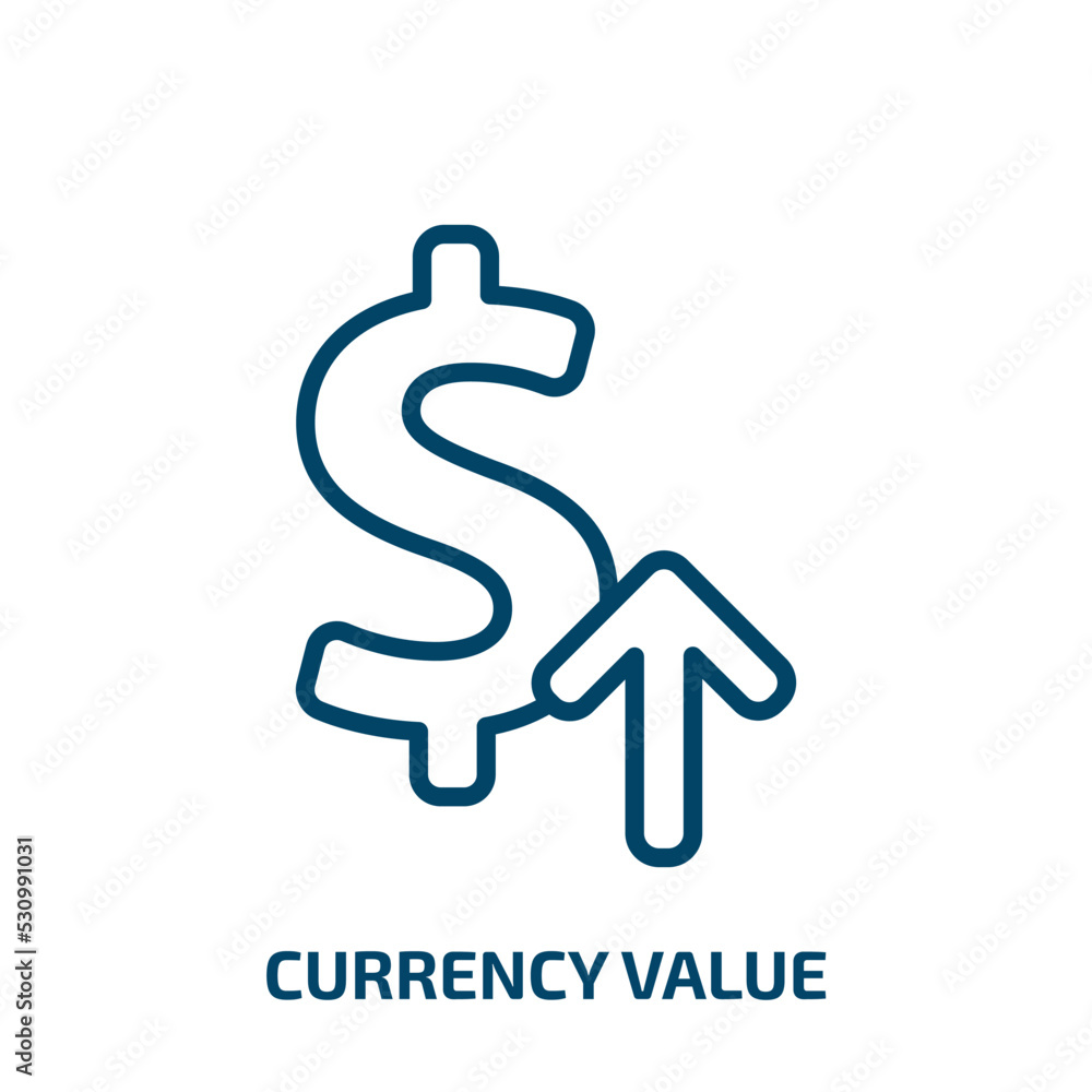 Poster currency value icon from signs collection. thin linear currency value, currency, value outline icon 