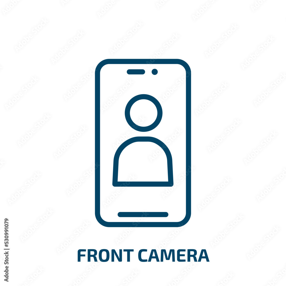 Poster front camera icon from miscellaneous collection. thin linear front camera, camera, focus outline ico