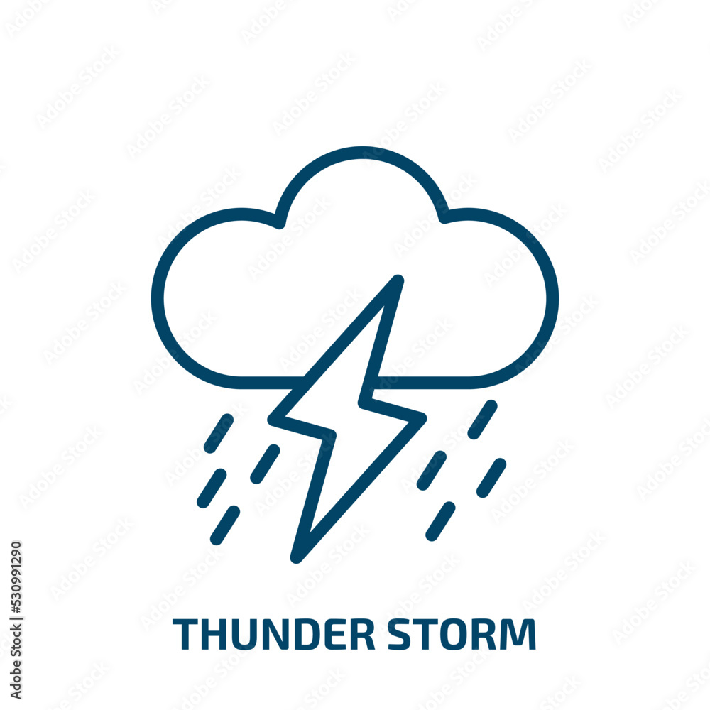 Poster thunder storm icon from meteorology collection. thin linear thunder storm, thunder, lightning outlin