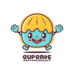cup cake cartoon mascot. food vector illustration