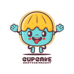 cup cake cartoon mascot. food vector illustration