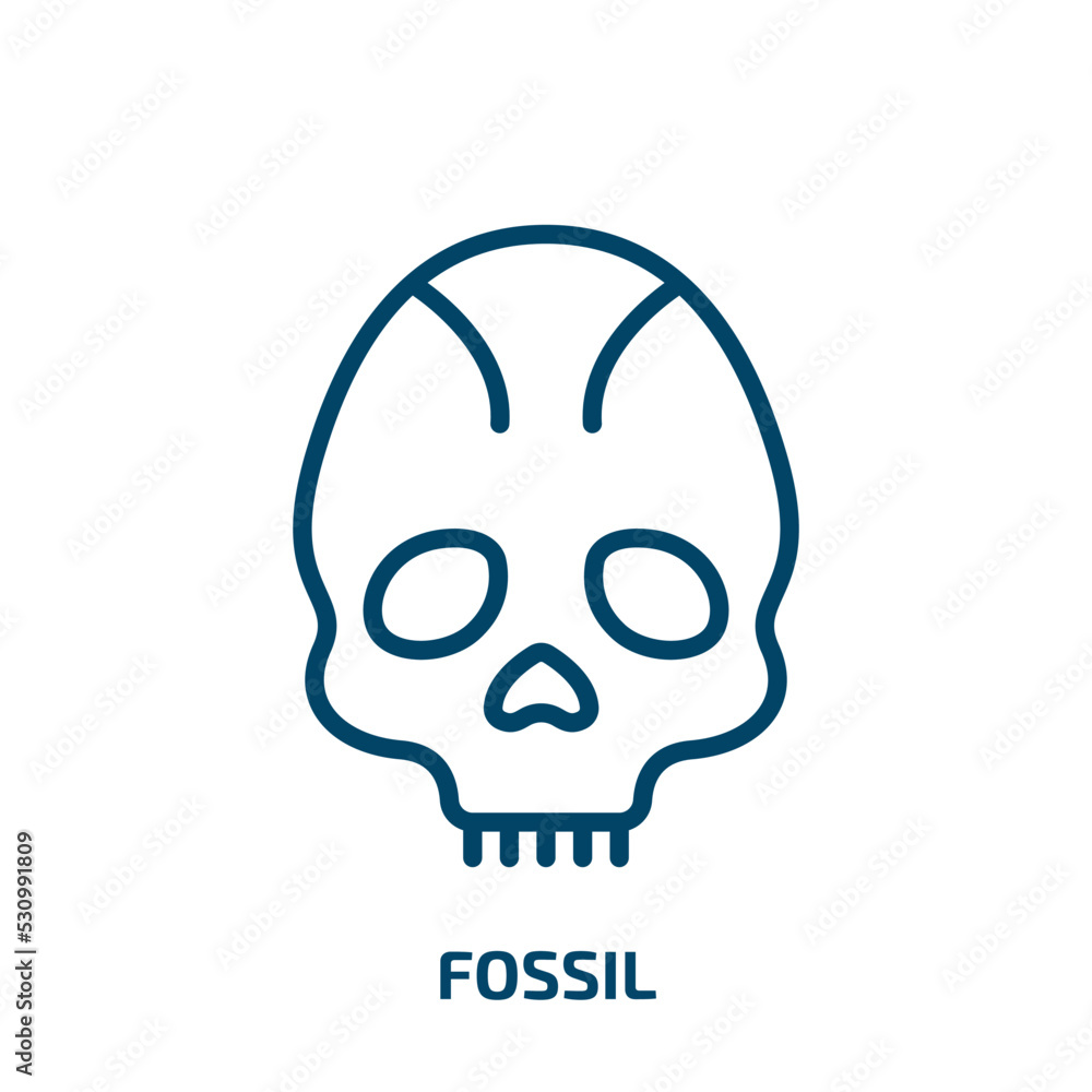 Poster fossil icon from history collection. thin linear fossil, fuel, petroleum outline icon isolated on wh
