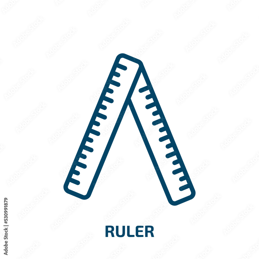 Poster ruler icon from history collection. thin linear ruler, 1, school outline icon isolated on white back