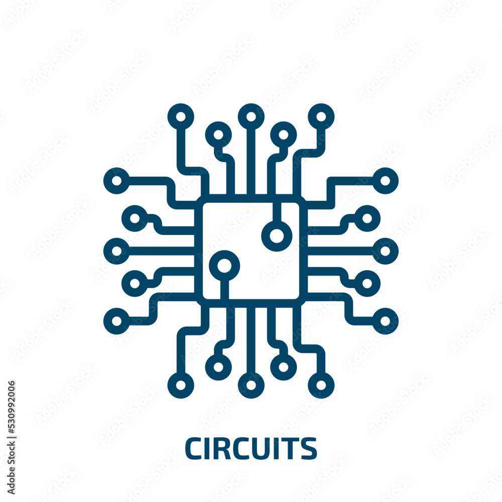 Poster circuits icon from hardware collection. thin linear circuits, circuit, technology outline icon isola