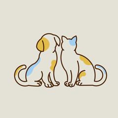 cat and dog simple vector