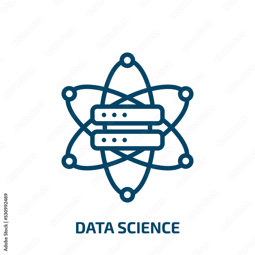 Poster data science icon from general collection. thin linear data science, data, science outline icon isol