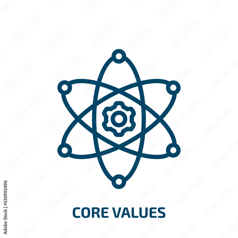 Poster core values icon from general collection. thin linear core values, integrity, business outline icon 