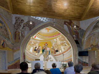 Czestochowa, Poland, august 23, 2022: Mosaic in the sanctuary of God's mercy in the Divine Mercy...