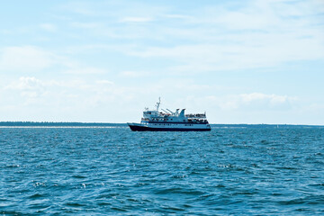 motor yacht in the sea , ocean . yacht on blue waves