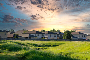 sunset in the village