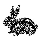 Easter Bunny clipart. Rabbit art. Mandala art