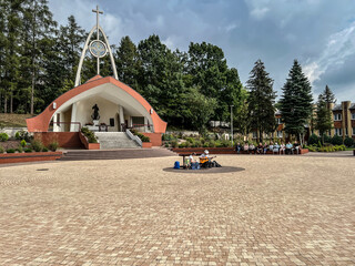 Czestochowa, Poland, August 23, 2022: The Valley of Mercy in Częstochowa at the Pallotun priests, a square prepared for open-air meetings. © rparys