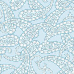 Paisley Floral oriental ethnic Pattern. Seamless Vector Ornament. Ornamental motifs of the Indian fabric patterns