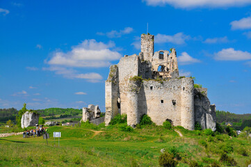 Ruins of 14th century castle located in the Mirow village, Silesian Voivodeship, Poland.