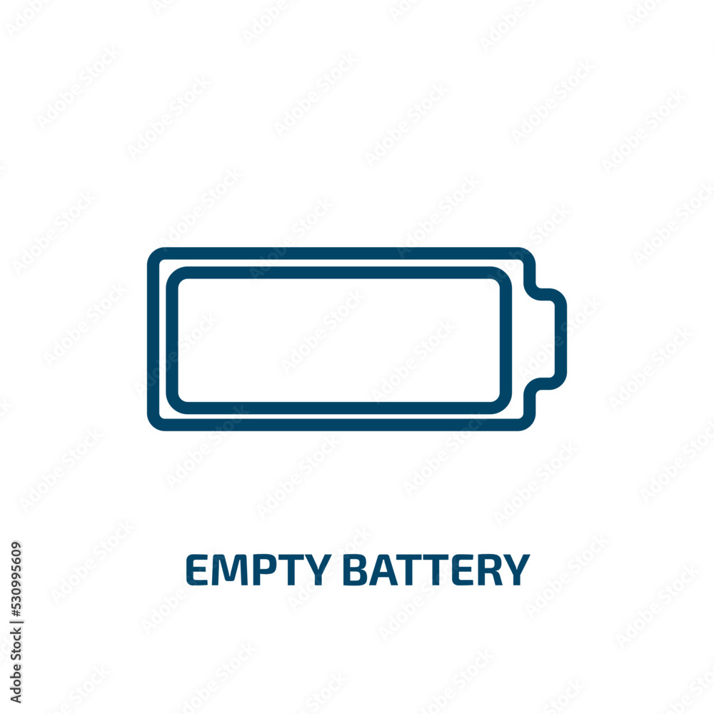 Poster empty battery icon from electronic stuff fill collection. thin linear empty battery, empty, energy o
