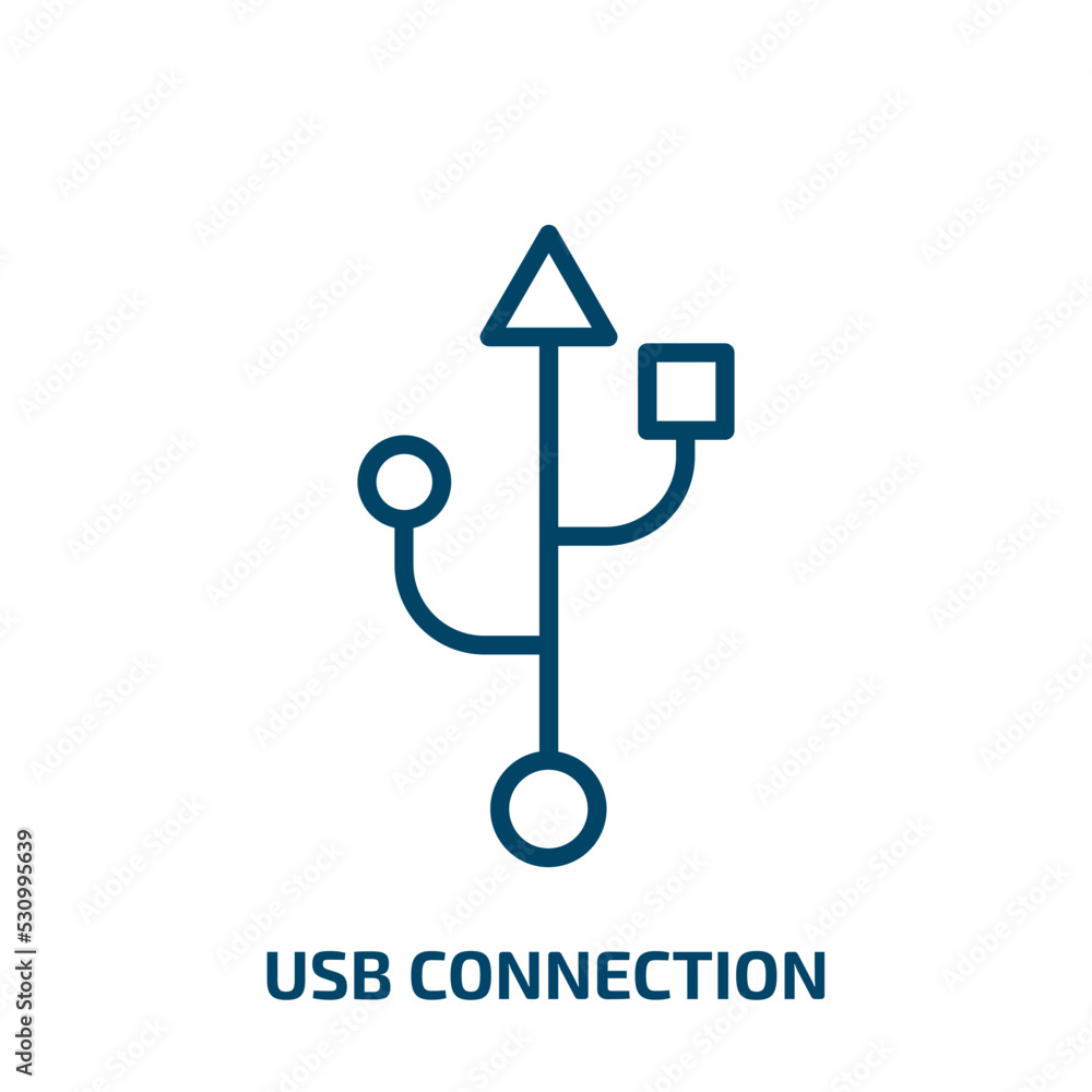 Poster usb connection icon from electronic stuff fill collection. thin linear usb connection, usb, network 