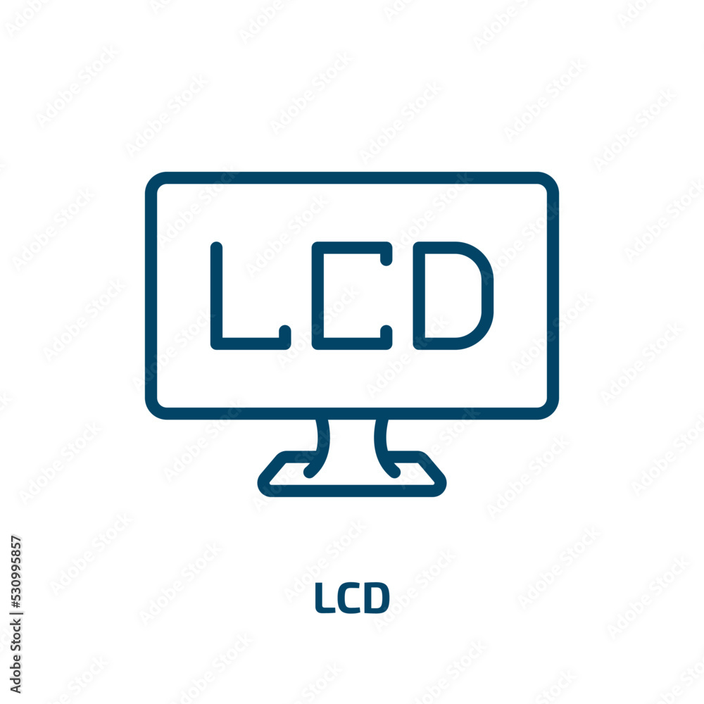 Poster lcd icon from electronic devices collection. thin linear lcd, internet, computer outline icon isolat