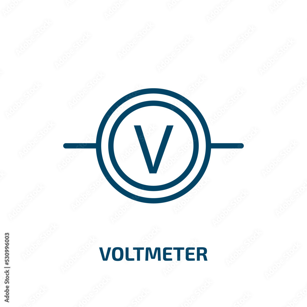 Poster voltmeter icon from electrian connections collection. thin linear voltmeter, battery, power outline 
