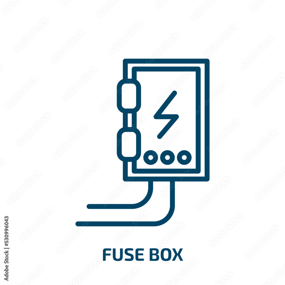 Poster fuse box icon from electrian connections collection. thin linear fuse box, box, fuse outline icon is