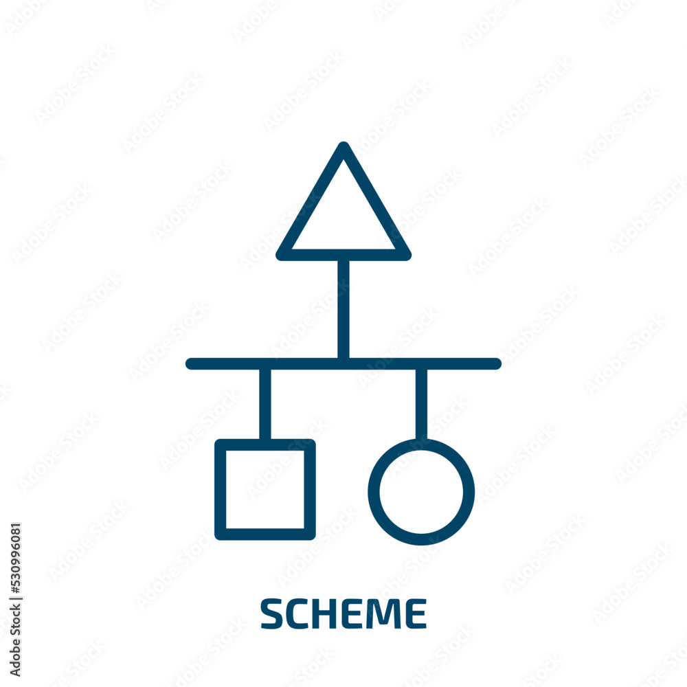 Poster scheme icon from electrian connections collection. Thin linear scheme, information, technology outline icon isolated on white background. Line vector scheme sign, symbol for web and mobile