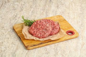 Raw beef burger cutlet for grill