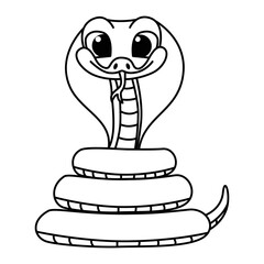 Cute cobra snake cartoon coloring page illustration vector. For kids coloring book.