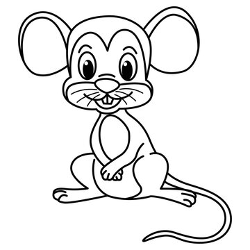 Cute mouse cartoon coloring page illustration vector. For kids coloring book.
