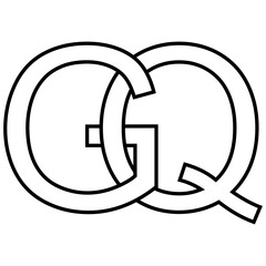 Logo sign gq qg icon nft interlaced letters g q