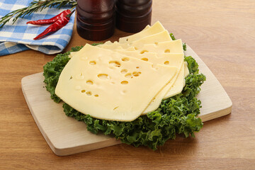 Sliced maasdam cheese for breakfast