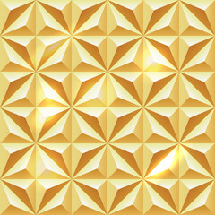 Seamless gold 3d background. Abstract geometric texture pattern. 
