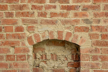 Wall of red bricks. Texture, background