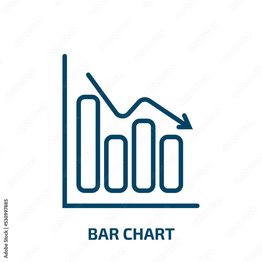Poster bar chart icon from digital economy collection. thin linear bar chart, data, arrow outline icon isol