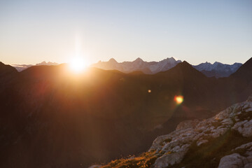 sunrise with Eiger Mönch and Jungfrau seen from Diemtigtal