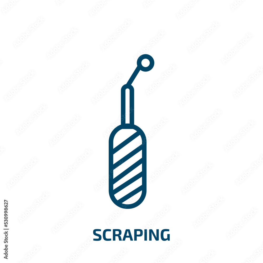 Aufkleber scraping icon from dentist collection. thin linear scraping, scrape, scratch outline icon isolated o
